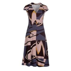 Anthropology MariaGrazia Panizzi Abstract Print Stretch Midi Dress Sz 6/42 Italy